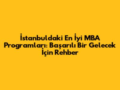 İstanbul'daki En İyi MBA Programları: Başarılı Bir Gelecek İçin Rehber