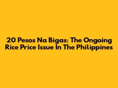 20 Pesos Na Bigas: The Ongoing Rice Price Issue In The Philippines