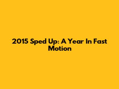 2015 Sped Up: A Year In Fast Motion