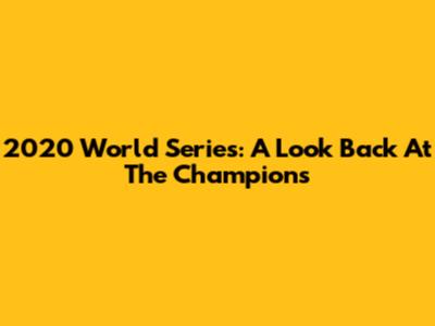 2020 World Series: A Look Back At The Champions