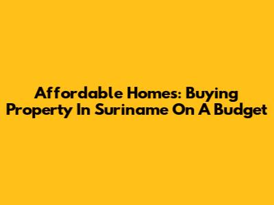 Affordable Homes: Buying Property In Suriname On A Budget