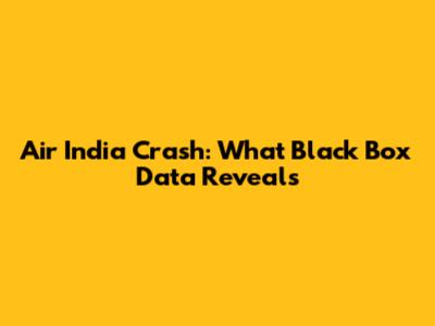 Air India Crash: What Black Box Data Reveals