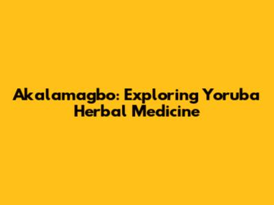 Akalamagbo: Exploring Yoruba Herbal Medicine