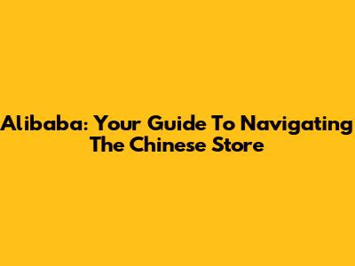 Alibaba: Your Guide To Navigating The Chinese Store