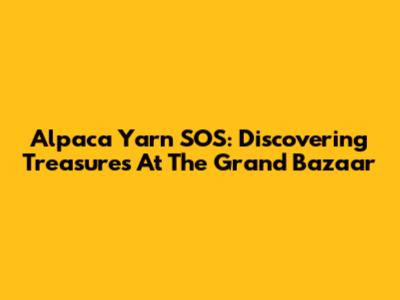 Alpaca Yarn SOS: Discovering Treasures At The Grand Bazaar