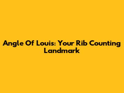 Angle Of Louis: Your Rib Counting Landmark