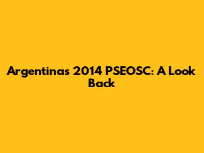 Argentina's 2014 PSEOSC: A Look Back