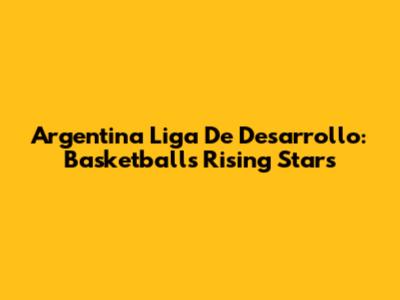 Argentina Liga De Desarrollo: Basketball's Rising Stars