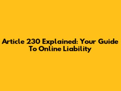 Article 230 Explained: Your Guide To Online Liability