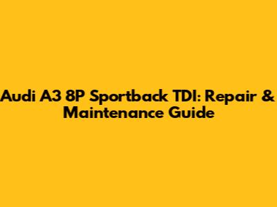 Audi A3 8P Sportback TDI: Repair & Maintenance Guide