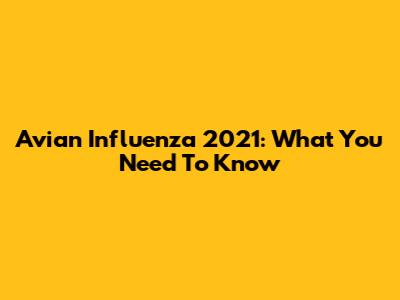 Avian Influenza 2021: What You Need To Know