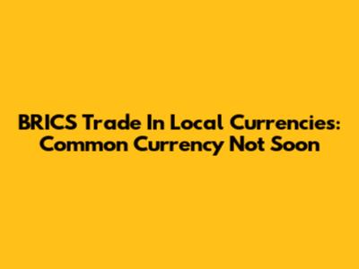BRICS Trade In Local Currencies: Common Currency Not Soon