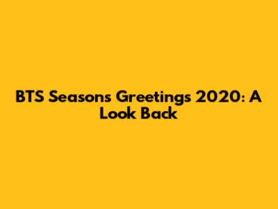 BTS Season's Greetings 2020: A Look Back