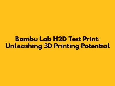 Bambu Lab H2D Test Print: Unleashing 3D Printing Potential