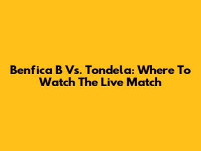 Benfica B Vs. Tondela: Where To Watch The Live Match