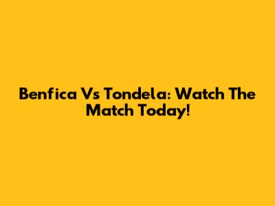 Benfica Vs Tondela: Watch The Match Today!