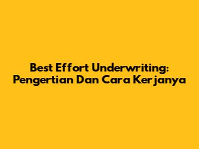 Best Effort Underwriting: Pengertian Dan Cara Kerjanya