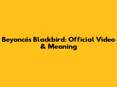 Beyoncé's Blackbird: Official Video & Meaning