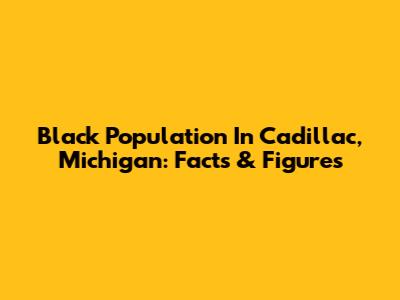 Black Population In Cadillac, Michigan: Facts & Figures