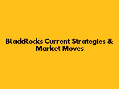 BlackRock's Current Strategies & Market Moves