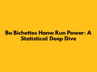 Bo Bichette's Home Run Power: A Statistical Deep Dive