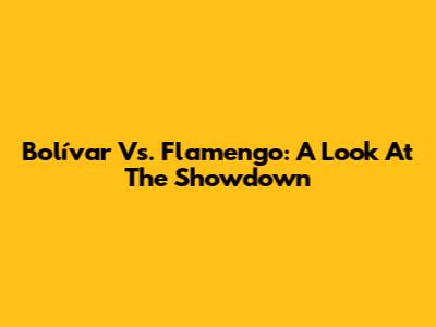 Bolívar Vs. Flamengo: A Look At The Showdown