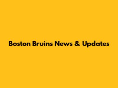 Boston Bruins News & Updates
