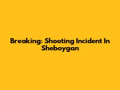 Breaking: Shooting Incident In Sheboygan