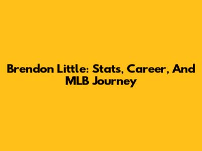 Brendon Little: Stats, Career, And MLB Journey