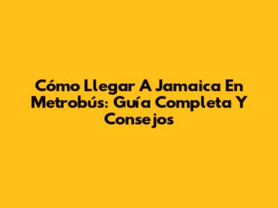 Cómo Llegar A Jamaica En Metrobús: Guía Completa Y Consejos
