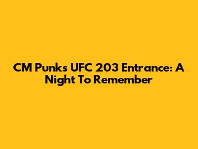 CM Punk's UFC 203 Entrance: A Night To Remember