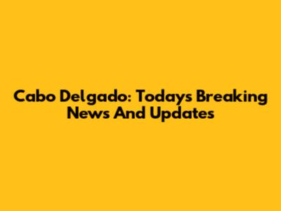 Cabo Delgado: Today's Breaking News And Updates