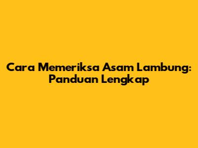 Cara Memeriksa Asam Lambung: Panduan Lengkap