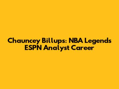 Chauncey Billups: NBA Legend's ESPN Analyst Career