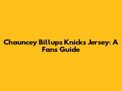 Chauncey Billups Knicks Jersey: A Fan's Guide