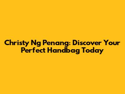 Christy Ng Penang: Discover Your Perfect Handbag Today