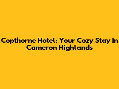 Copthorne Hotel: Your Cozy Stay In Cameron Highlands