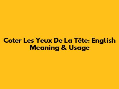 Coter Les Yeux De La Tête: English Meaning & Usage