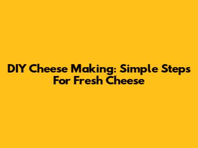 DIY Cheese Making: Simple Steps For Fresh Cheese
