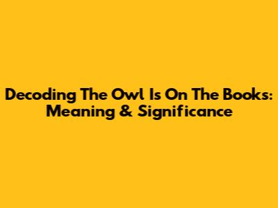 Decoding 'The Owl Is On The Books': Meaning & Significance