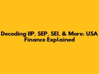 Decoding IIP, SEP, SEI, & More: USA Finance Explained