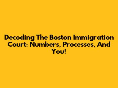 Decoding The Boston Immigration Court: Numbers, Processes, And You!