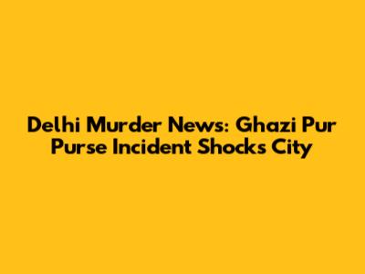 Delhi Murder News: Ghazi Pur Purse Incident Shocks City