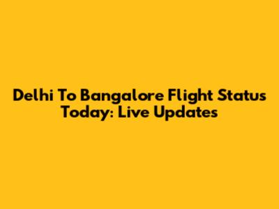 Delhi To Bangalore Flight Status Today: Live Updates