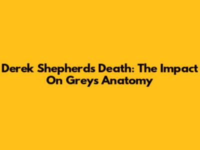 Derek Shepherd's Death: The Impact On Grey's Anatomy