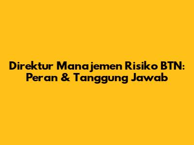 Direktur Manajemen Risiko BTN: Peran & Tanggung Jawab