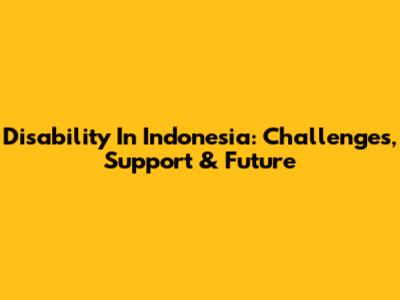 Disability In Indonesia: Challenges, Support & Future