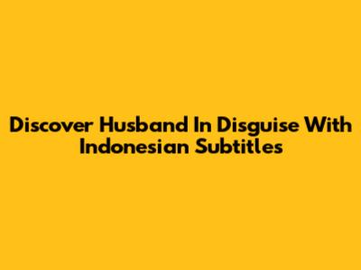 Discover "Husband In Disguise" With Indonesian Subtitles