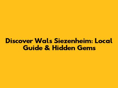 Discover Wals Siezenheim: Local Guide & Hidden Gems