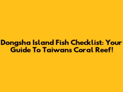 Dongsha Island Fish Checklist: Your Guide To Taiwan's Coral Reef!